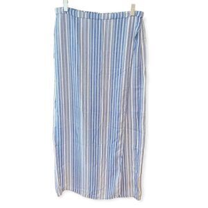 Monteau Sz L New Blue Striped Beach Swim Vacation Maxi Daily Light Skirt